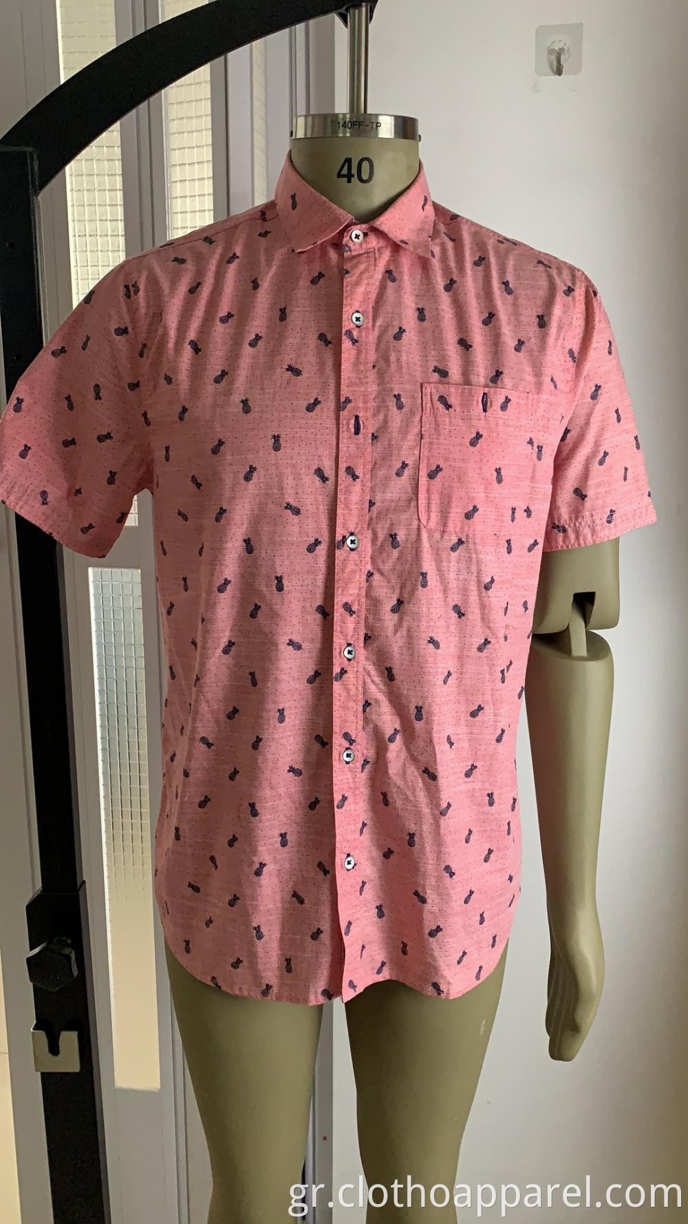 Men's 100% Cotton Printed Short-Sleeve Shirt